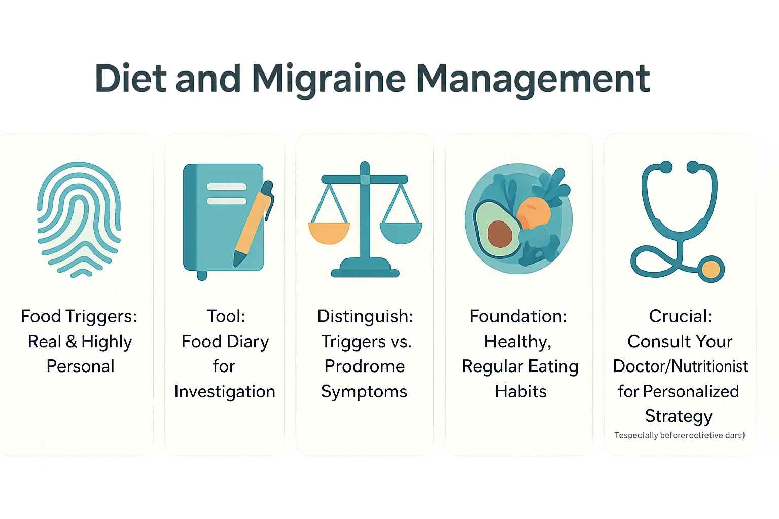 Illustration of diet and migraine management