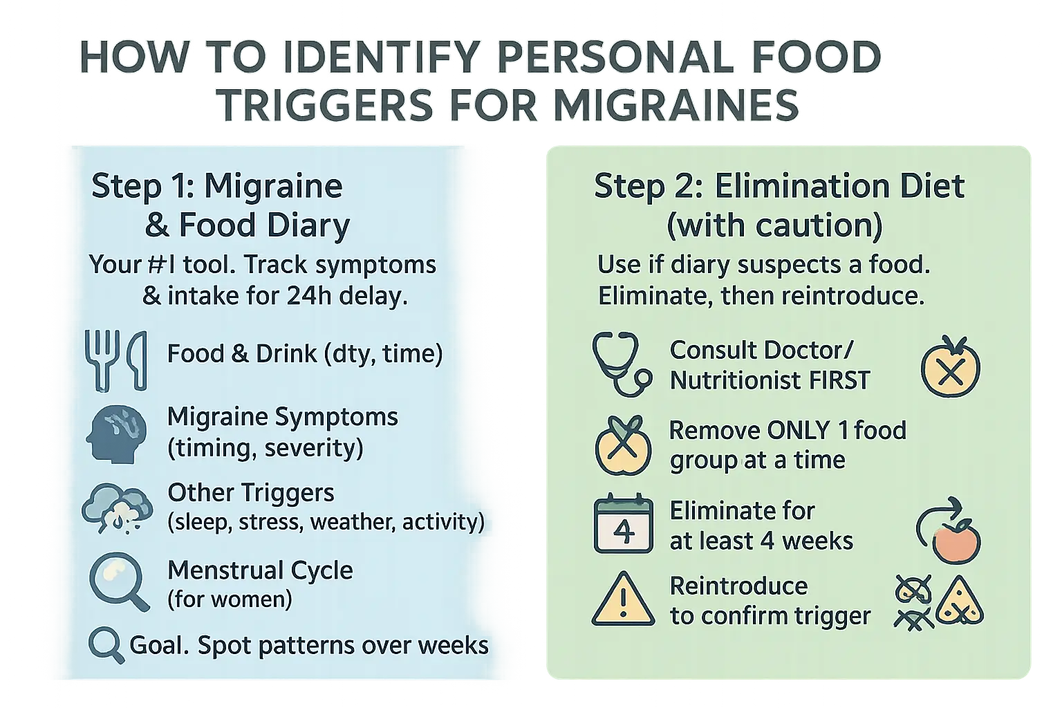 Visual guide for migraine food journal tracking
