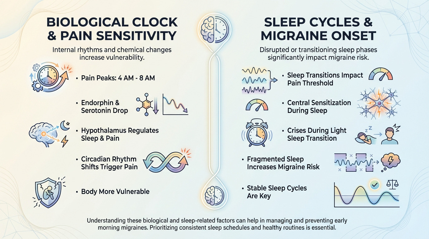 Biological factors and sleep cycles triggering morning migraines